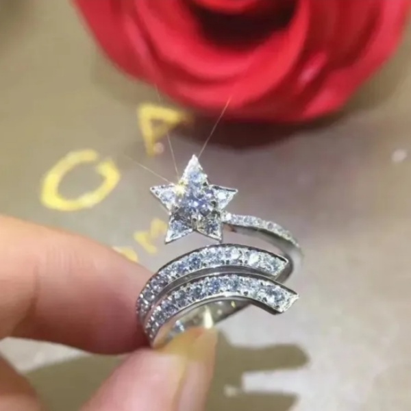 Fashion Elegant Rings U-shaped Rotating Double-sided Ring Size 6/7/8 for Women Leaf Clover Style Jewerly With Gift Box-image-759465219