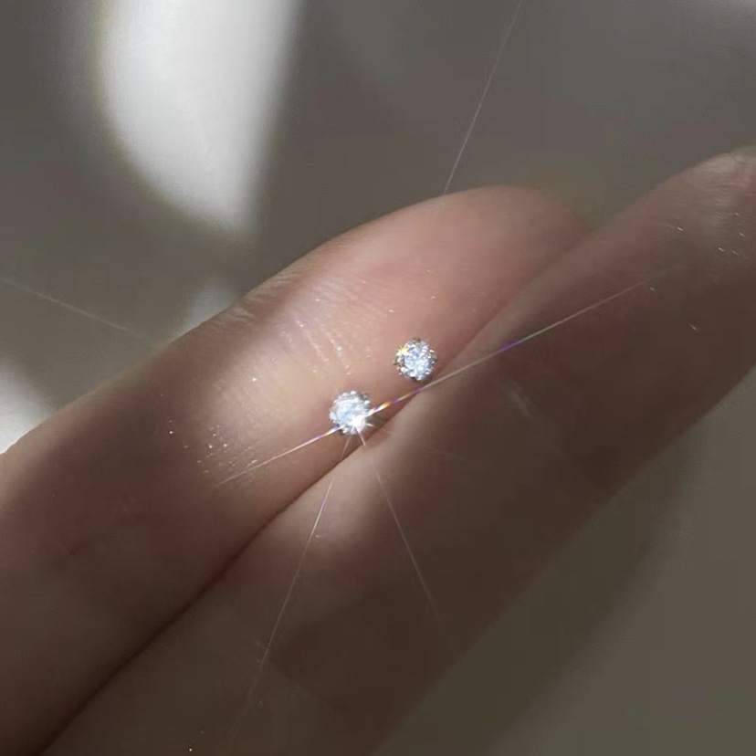 Aide 925 Sterling Silver Mini White Pink Green Purple Zircon Stud Earrings For Women Ins Minimalism Earrings Fine Jewelly