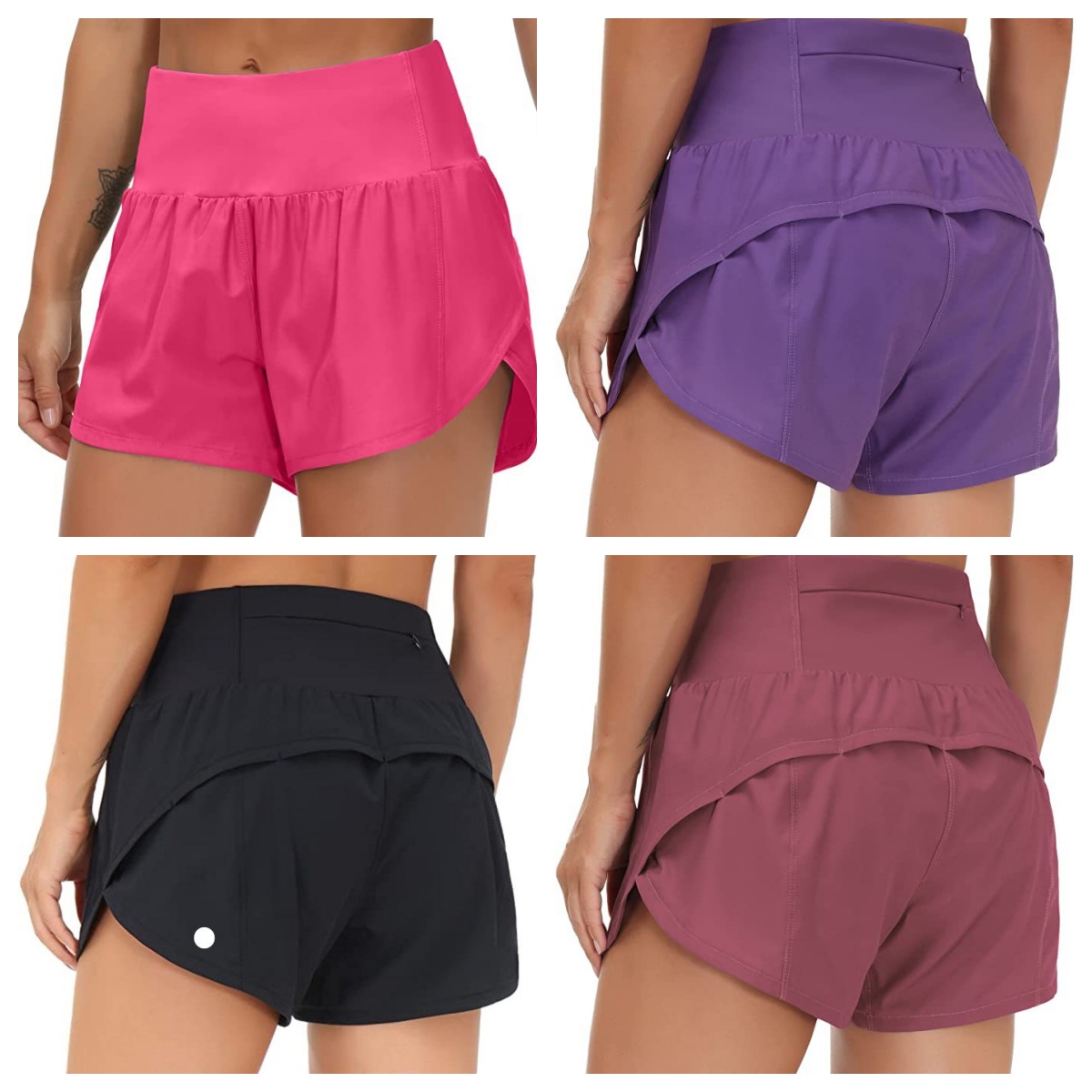 women yoga High-waisted Running Shorts Women Yoga Fitness Quick-drying Shorts With Zipper Pockets Sports Shorts-image-994071872