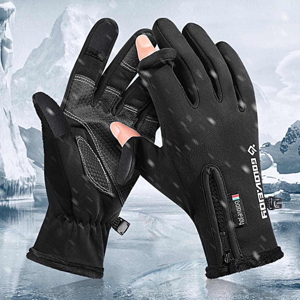 Ski Gloves 1 Pair Versatile Letter Print Thickened Fall Winter Velvet Lining Ski Photography Gloves for Adult