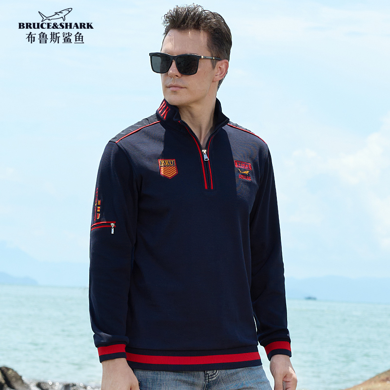 New Fashionable Casual Zipper Stand up Collar Sweater for Men Winter Thicken Cotton Men's Sweater Bruce&shark Coat Sweaters