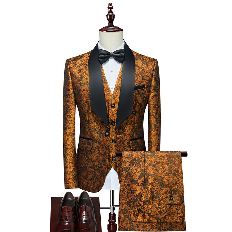 Men Suit Bridegroom Wedding Tuxedo New Style Blazer Pattern Jacket Vest Pant 3 Piece Slim Fit Black Gold White Royalblue Custom 201027