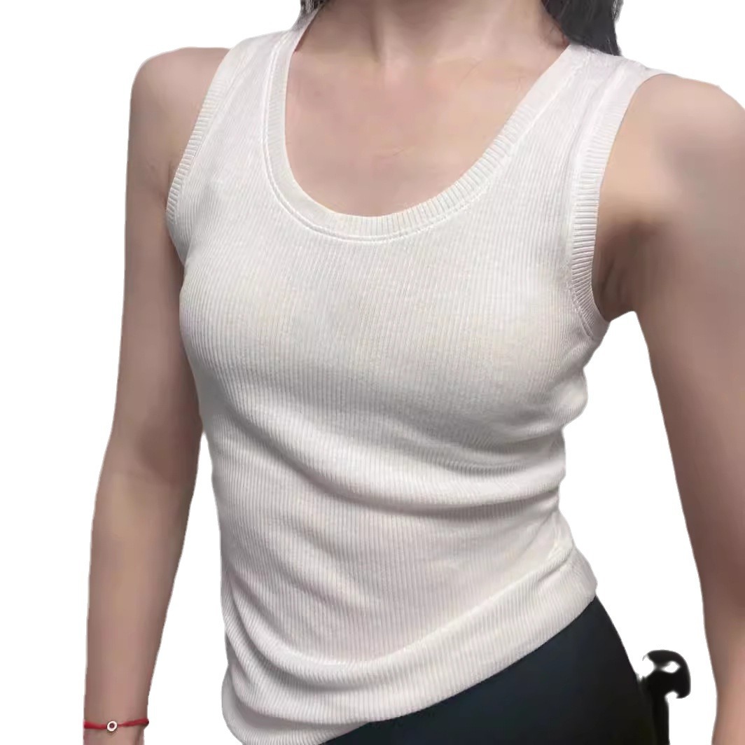 tank top t shirt Women Embroidery Logo Tanks Summer Short Slim Navel exposed outfit Elastic Sports Knitted Vest Sleeveless Breathable Knitted Pul-image-948085665