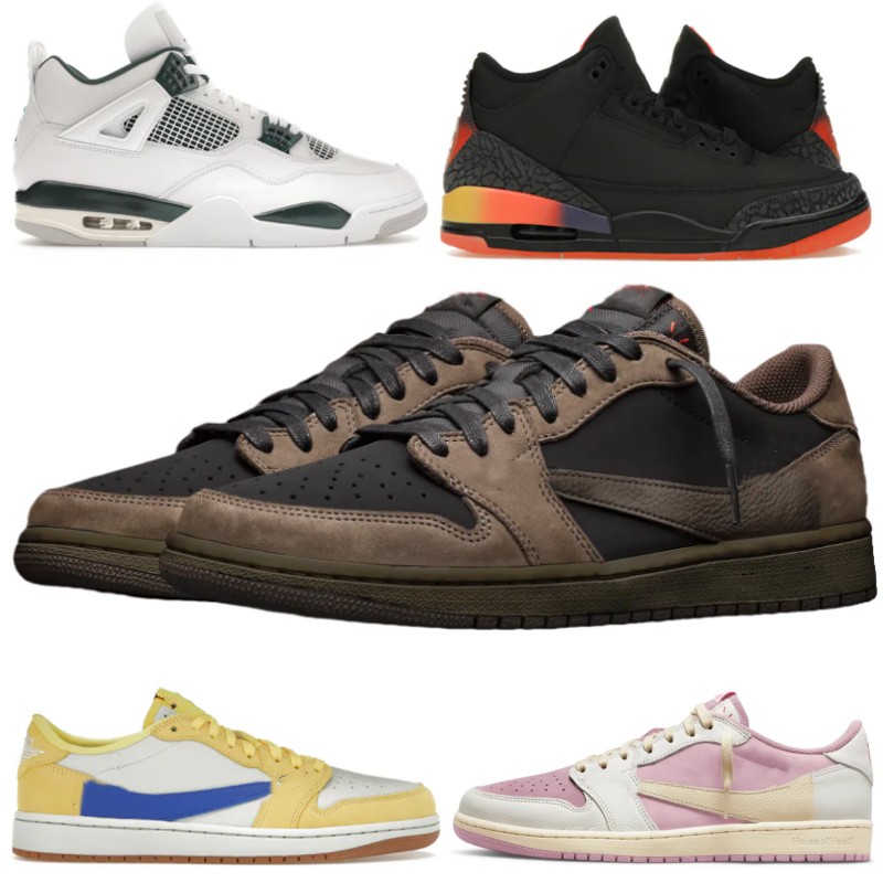 Canary 1S Low Velvet Brown 4S Military Blue Basketball Shoes 1S Low OG "Dark Pony Vivid Sulfur Oxidized Green Sneaker Trainer With Box