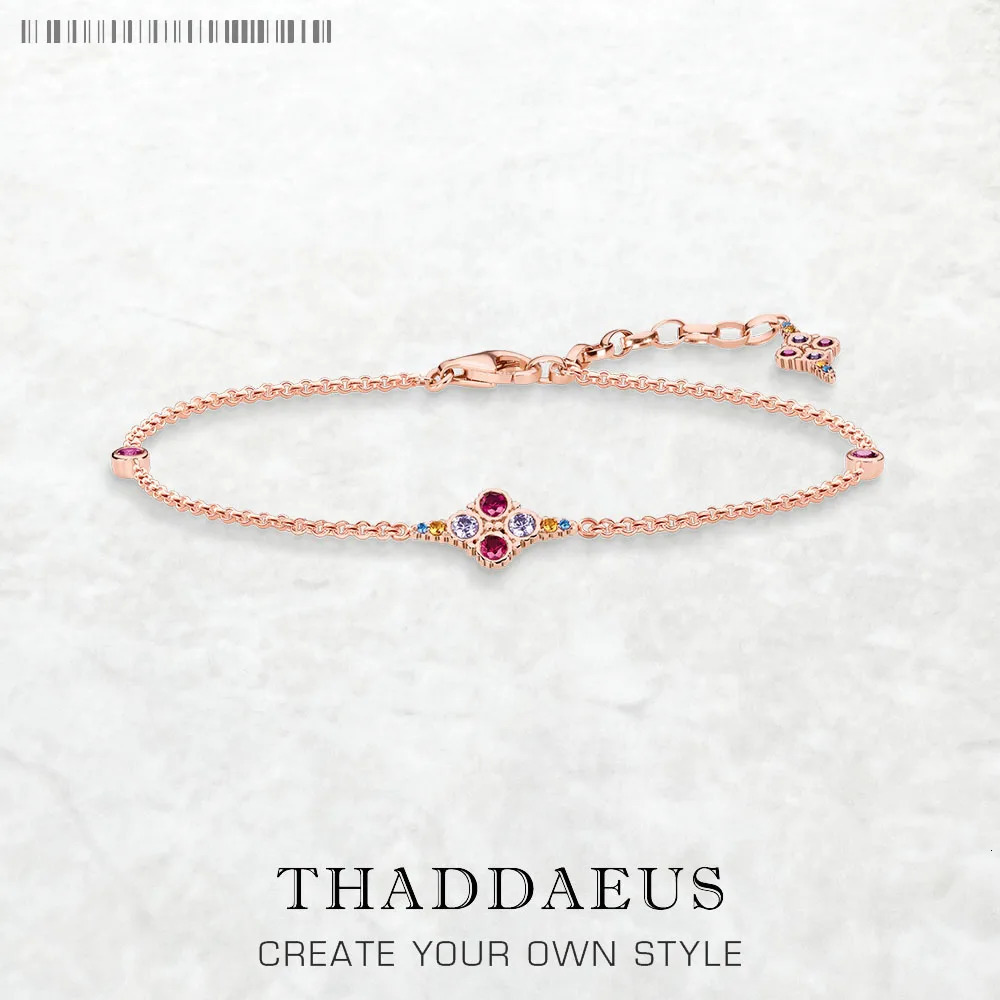 Royalty Rose Gold Plated Bracelets Link Chain 925 Sterling Silver Fashion Artistic Jewelry Victorian Age Gift For Women 240624