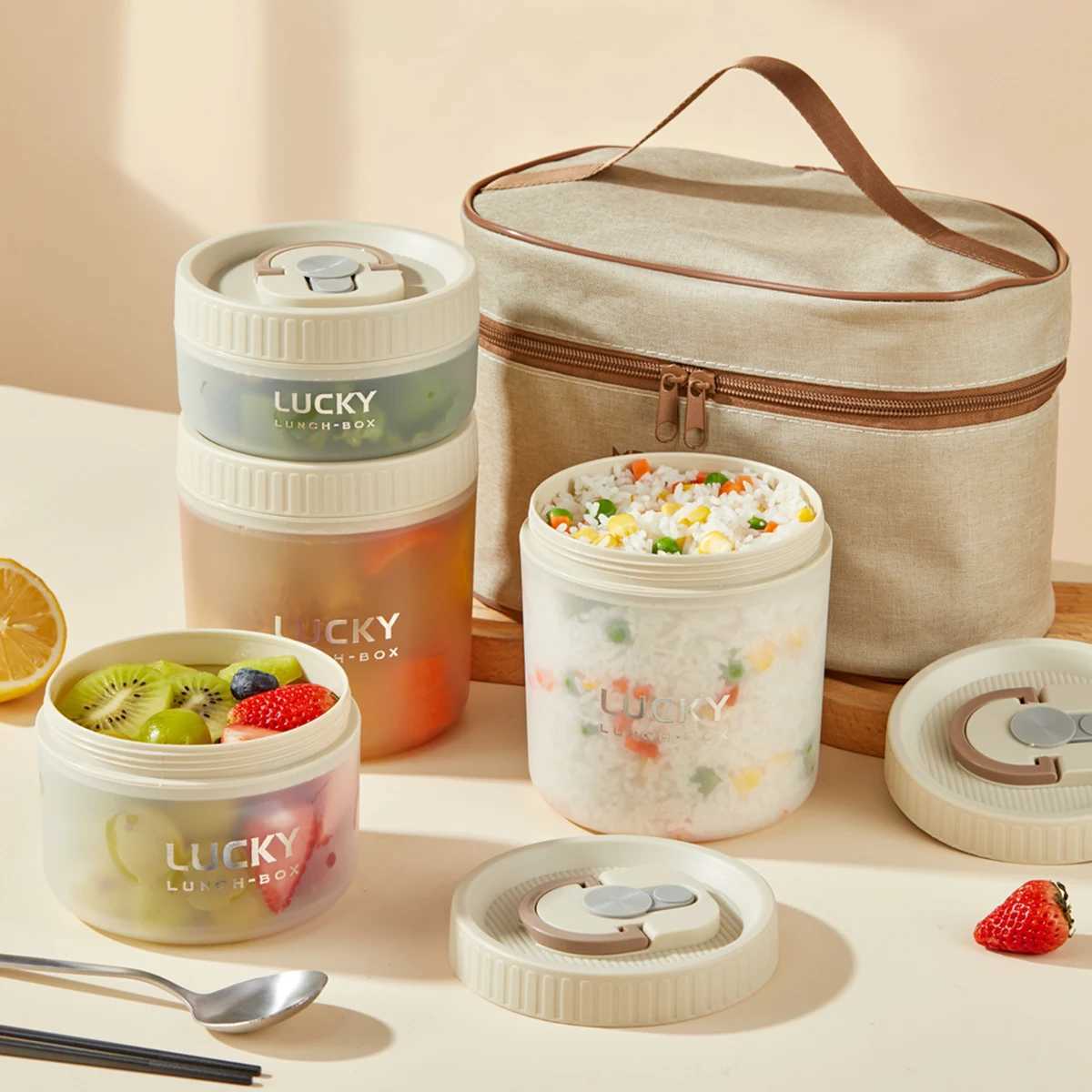 Lunch Boxes Bags Leak Proof Bento Lunch Box Plastic Food Storage Container With Cutlery Thermal Bag Portable Food Box Microwave Heatable L260528-image-994410937