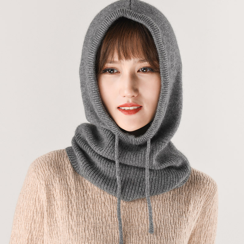 Cashmere wool thread autumn and winter men's and women's knitted closed toe hat cervical neck neck scarf pullover ear protection thickened