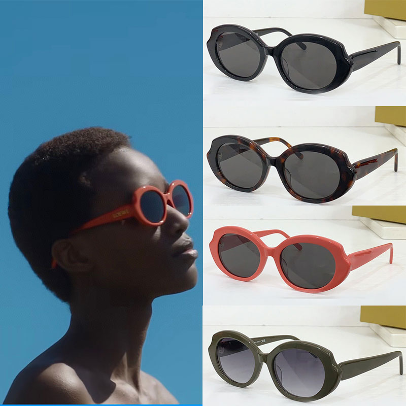 24SS Luxury Pop Ladies Mini Oval Slim sunglassesLW40137 Man Ladies Designer Oval shaped sunglassesUV400 Protective frame with gold lorwe logo Hav-image-994843933