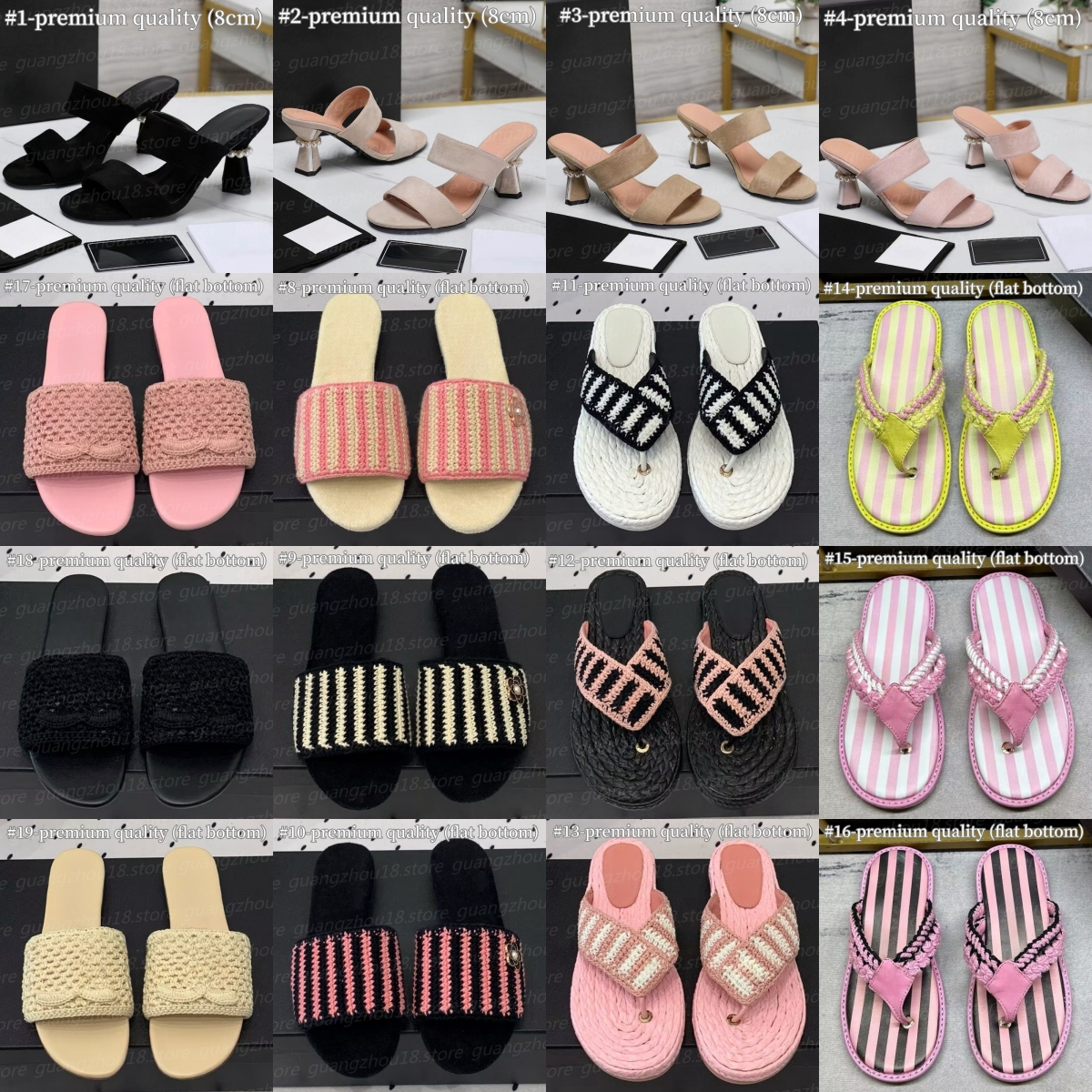 (go off picture not the description) 10A Premium Knitted Beach Slippers Women's Designer Flip Flops with Strips Fashion Velvet Flat Bottom S-image-994762133