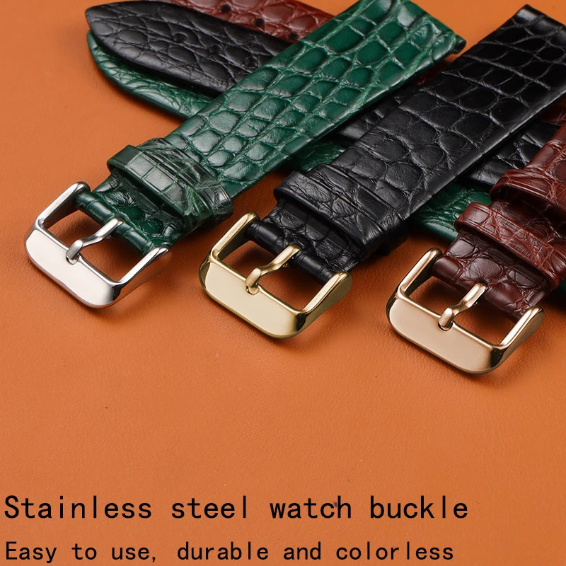 Handmade Alligator Leather Watchband Ultra Thin 18 19 20 21 22MM Black Brown Soft Strap Quick Release Bracelet 240624