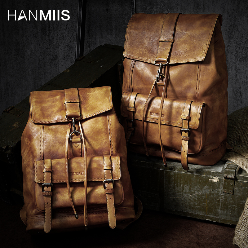 Backpack Genuine Men Backpack Travel Shoulder Bag Full Leather Large Capacity Men's Laptop Backpacks First Layer outdoor Cowhide Bags Sports