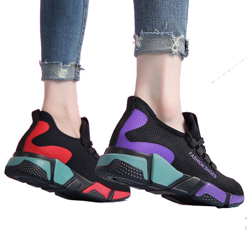 Printemps et automne Nouvelle coréenne Fashion Women's Sports Étudiant sportif Chaussures de voyage violet