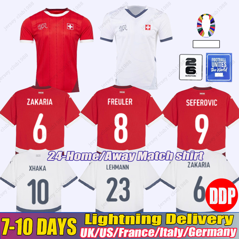 2024 SWITZERLAND home away Soccer Jerseys 6 ZAKARIA AMDOUNI OKAFOR 7 EMBOLO Football shirts STEFFEN VARGAS DAN NDOYE men Uniforms Maillot-image-995189237