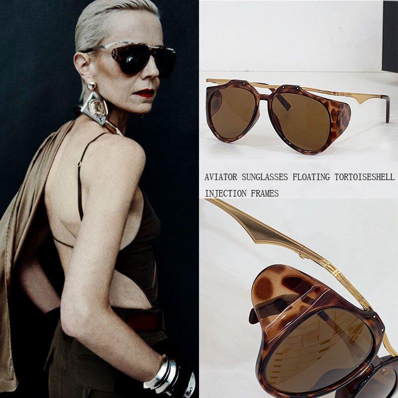 Fashionable Men Womens designer floating turtle shell injection frame glasses Y137F Mens metal top rod nylon HAVANA lens high end design UV400 pr-image-995275277