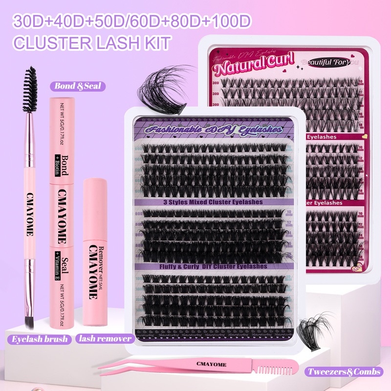 Cluster Eyelashes Kit DIY Fake Lashes Dense Slender Individual Eyelashes Handmade Reusable Curling Lash Clusters DIY Segmented Eyelash Extensions-image-994857028