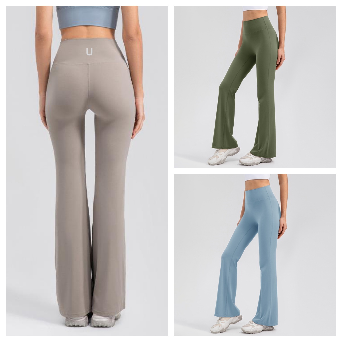 Pantalon de Yoga pour femmes, Leggings évasés élastiques à jambes larges, taille haute, pantalon à cloche, UU-1961