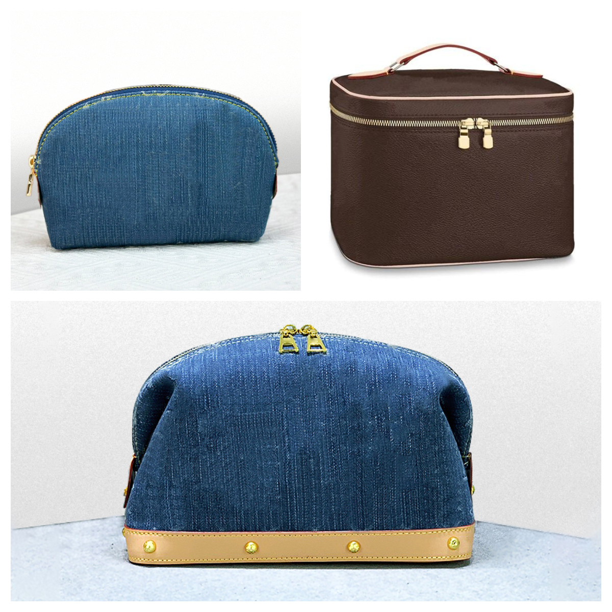 7A Luxury Designer Makeup Bag Nice vanity Travel Organizer Top handle Cosmetic cases Beauty Cosmetic Bags Denim toiletry bag Makeup Designer Zipper