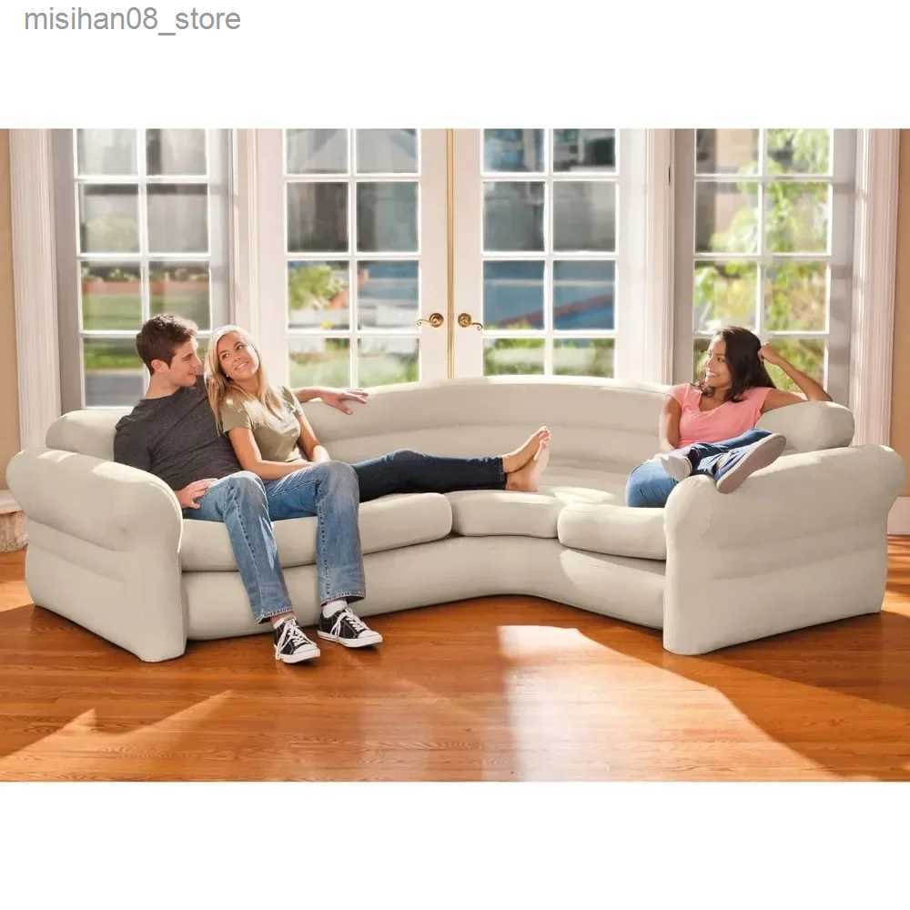 Other Furniture Inflatable 2 in 1 Inflating and Deflating Valve Corner Living Room Air Mattress Sectional Sofa Couch for or Dorm Q0625-image-995437324