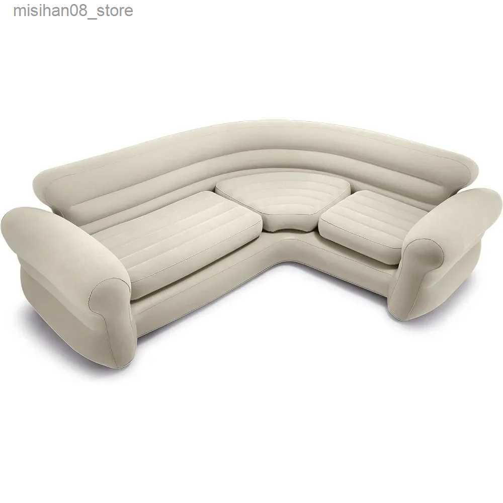 Other Furniture Inflatable 2 in 1 Inflating and Deflating Valve Corner Living Room Air Mattress Sectional Sofa freight free Q240625-image-995406974