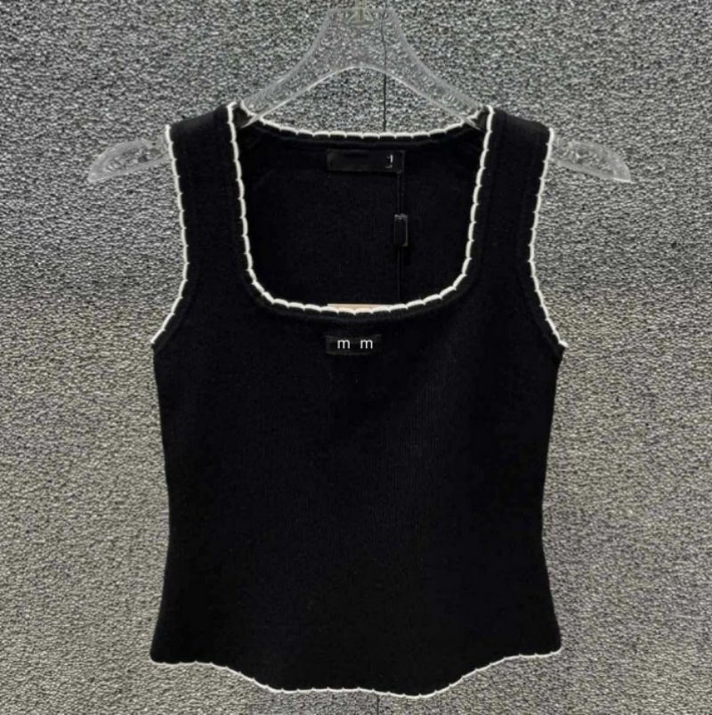 Designer Femmes Croptop Débardeur Designer Broderie Gilet Sans Manches Respirant Été Court Slim Nombril Tenue Exposée Pull Tricoté Femmes Sport D