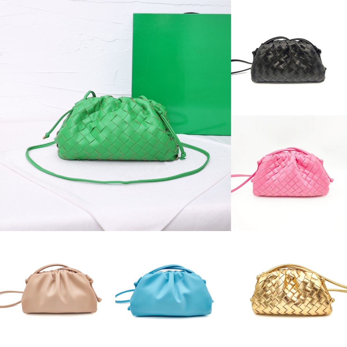 designer shoulder bags womens Luxurys genuine leather hobo clutch tote woven Mini pouch bag mens travel weave cloud cosmetic strap pochette cross-image-995616914