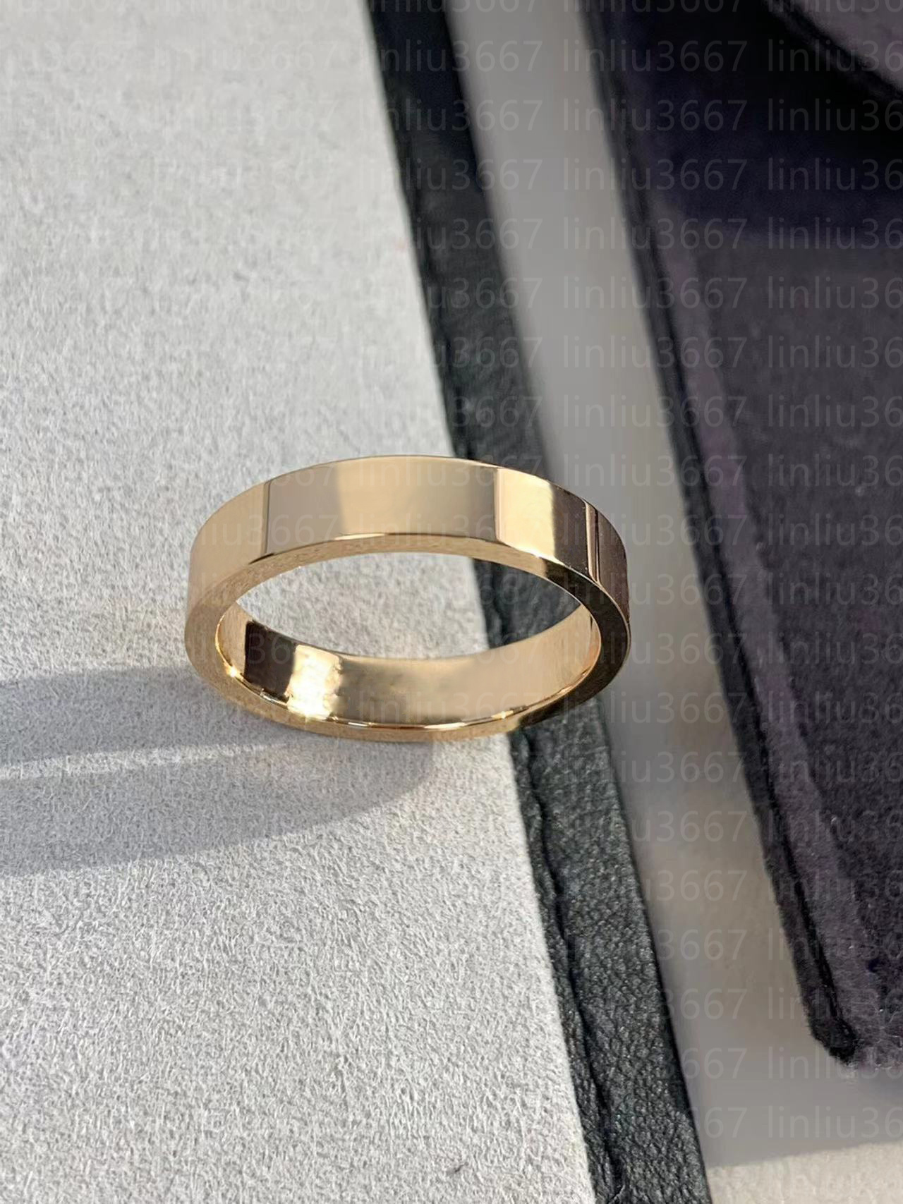 Rose gold ring LOVE womens Thin ringGold plated 18k top v-gold Love thick Ring Classic Premium Gold ring Valentine's Day gift-image-995346026