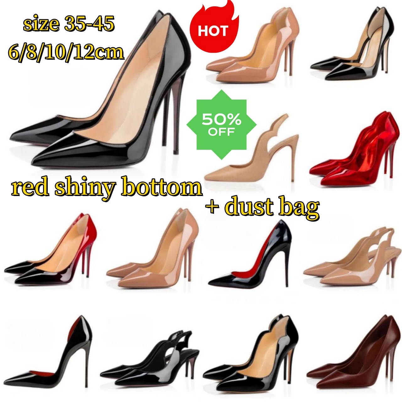 High Heels Designer Women Sandals Red Shiny Bottoms 6cm 8cm 10cm 12cm Thin Heel Pointed Toe Genuine Leather Nude Black Wedding Shoes with dust bag 3