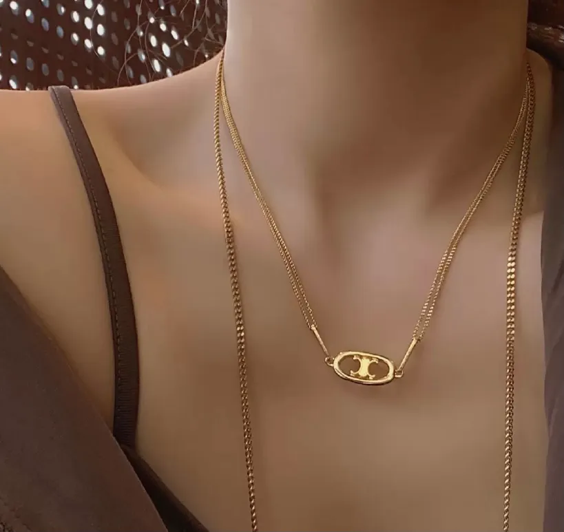 Women Luxury Designer Necklace Choker Chain 18K Gold Plated Stainless Steel Letter Pendants Necklaces Statement Jewelry Accessories X017 bj320
