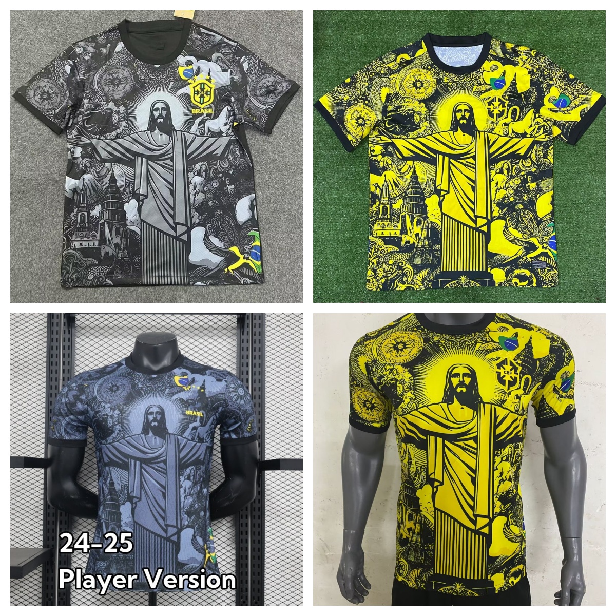 2024 2025 bRAZILS soccer jerseys yellow Christ the Redeemer Kit Special concept RICHARLISON NEYMAR black shirt G. JESUS VINI JR RODRYGO Men Fan P-image-995742611