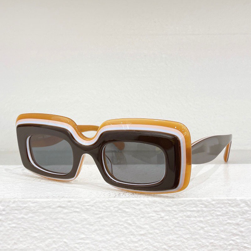 Luxury Mens Womens designer multi layer rectangular sunglasses LW40139 Rainbow frame sunglasses UV400 with gold logo design on the protective mir-image-995631517