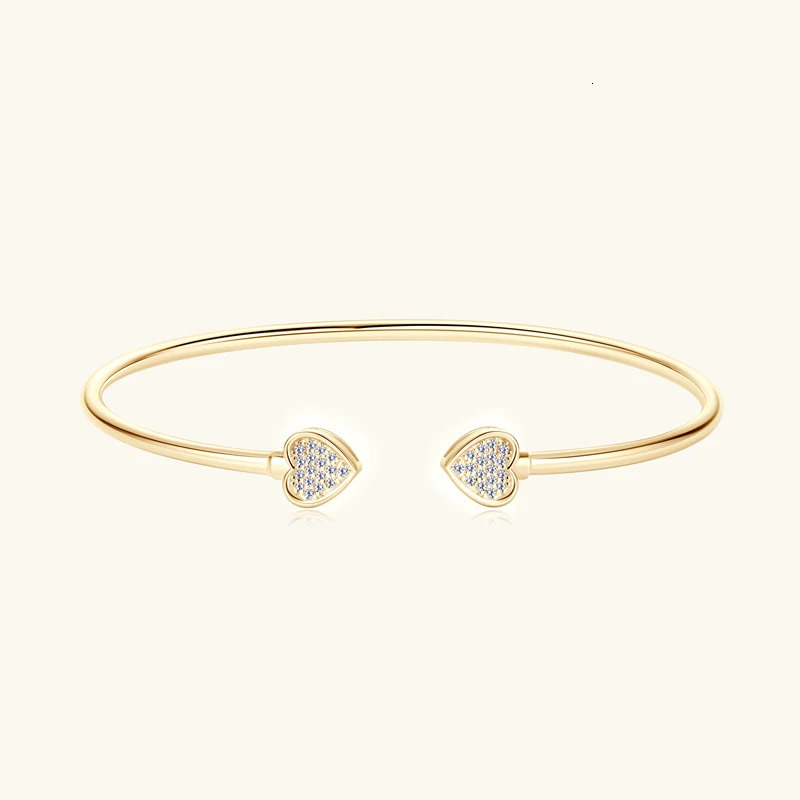 IOGOU Full Heart Cuff Bangle Womens 100% 925 Sterling Silver Bracelets Charms Jewelry Real Certified Engagement Gift 240624