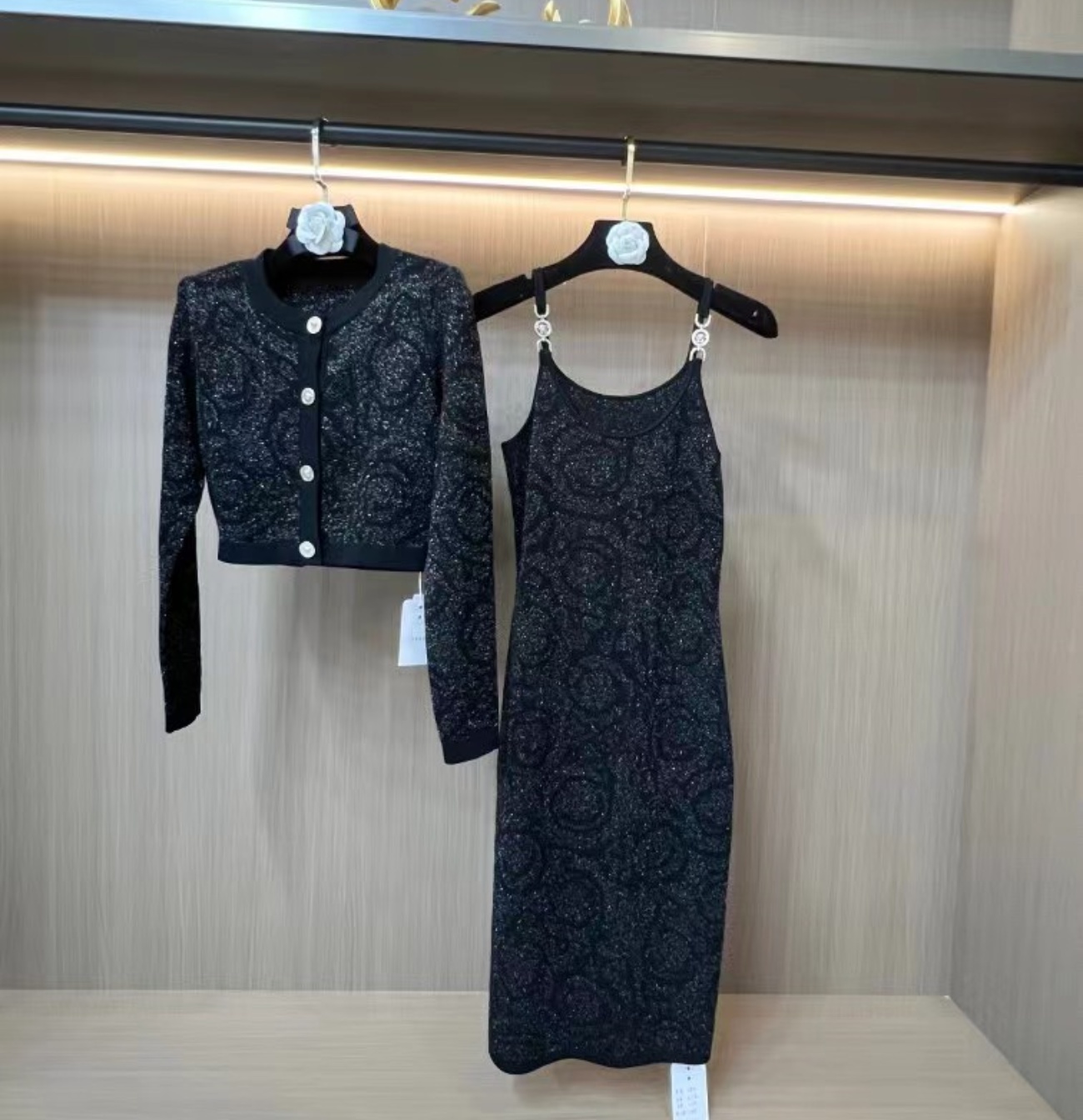 Designer Bright Silk Strap Women Cool Sexy Long Hip Skirt Metal Shoulder Buckle Slim Slip Dress-image-995301367