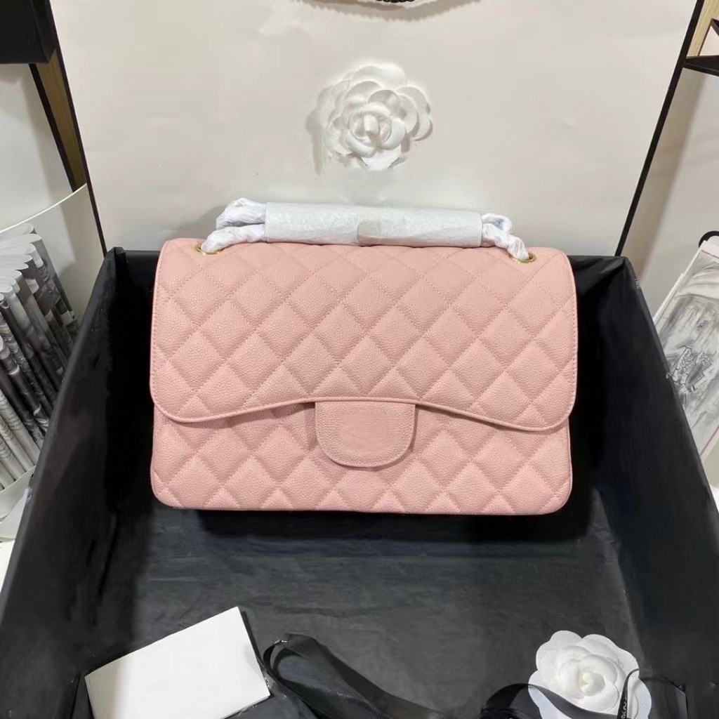 black handbags Top quality with box designer caviar leather gold and sier buckle 30CM 25CM women's fashion dinner shoulder crossbody bag