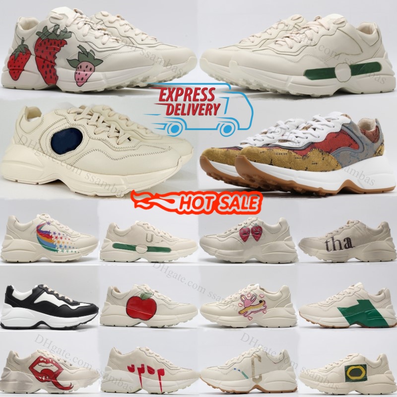 Vintage Rhythons Sneakers Casual Shoes Leather Starwberry Logo Ivory Brick Red Apple Green Beige Multi Mouth Ebony Anchor Tiger Wave Pink Heart R-image-960358250