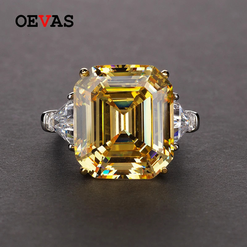 OEVAS 100% 925 Sterling Silver 27 Carats Created High Carbon Wedding Rings For Women Sparkling Diamond Fine Jewelry 240626
