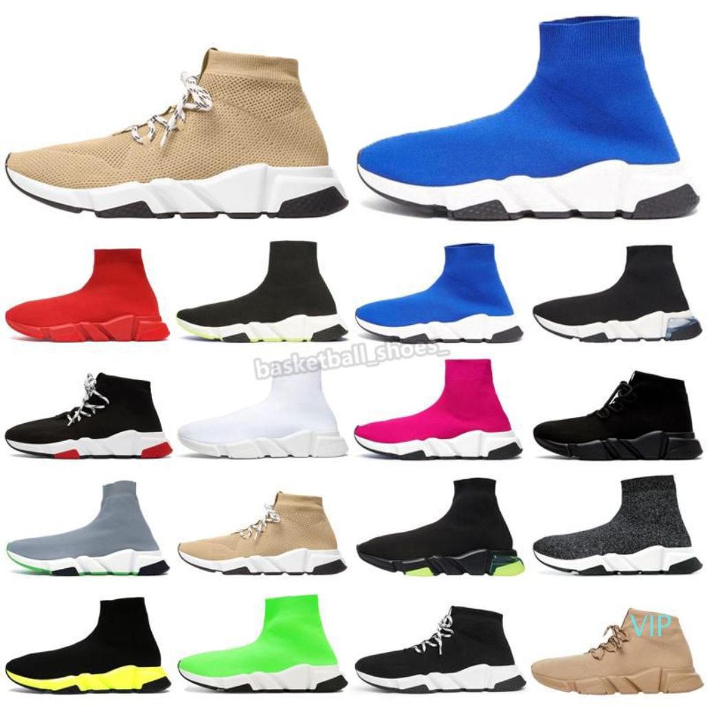 Fashion Speed Trainers sock shoes booties men women luxury designer walking lace socks boot runners mens red black stretch knit Trainer-image-996110953