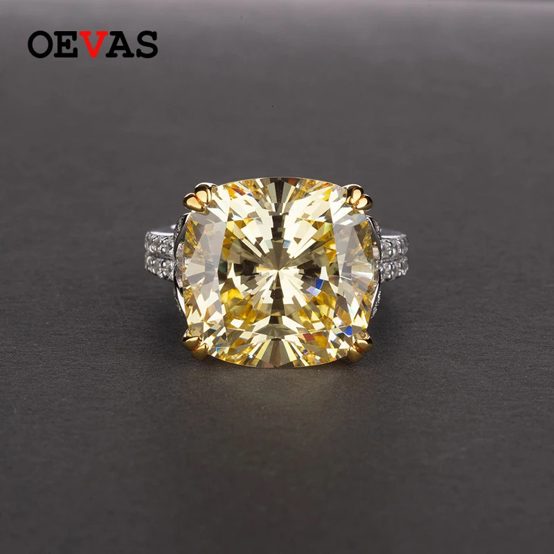 OEVAS Charms 10ct High Carbon diamond Ring for Women 100% Genuine 925 Sterling Silver 14*14 Fine Jewelry Engagement Anniversary 240626