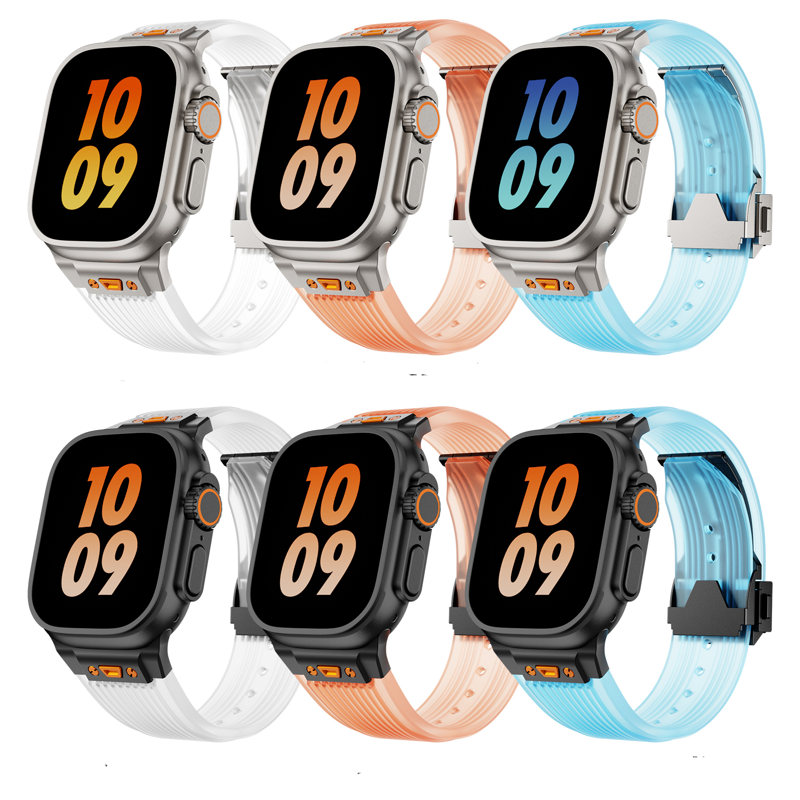Stainless Steel Case and Clear Watch Band for Luxury Applewatch band Series 9 49 mm Strap S8 Ultra 2 44MM 42MM 45mm Designer Iwatch Straps smartw-image-996015067