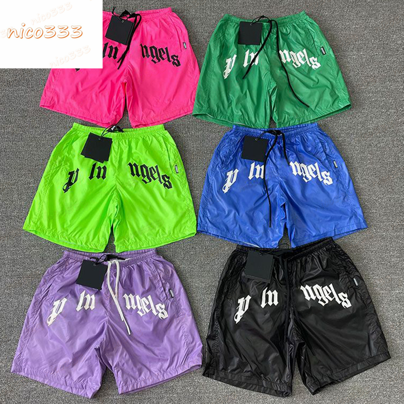 Chemical fabric waterproof letter print mesh sports breathable thin PA mens womens fashion shorts casual five pants