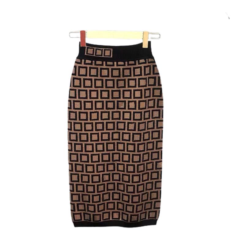 Dress Designer Women Casual Mid Calf Classic Skirts Letter Contrast Color Straight Trendy Dresses-image-995984212