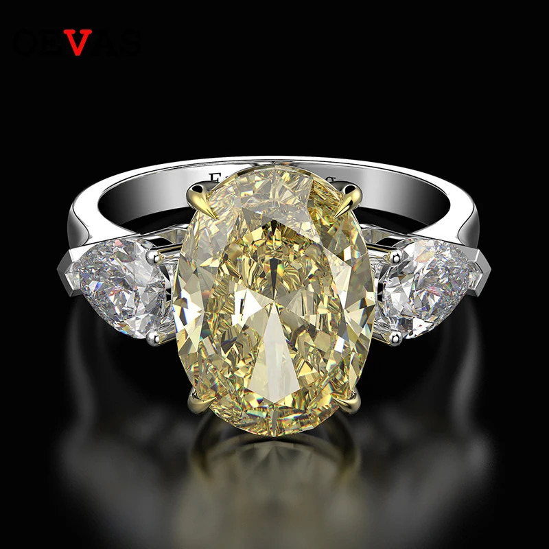 OEVAS 100% 925 Sterling Silver Obal Topaz Created Gemstone Wedding Engagement Diamonds Ring Fine Jewelry Wholesale 240626