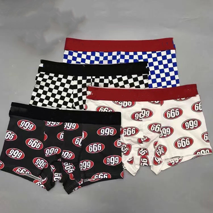 New Fashion Men's Swimwear Sports Trend Underwear Pure Cotton Embroidery Boxers-image-996013856