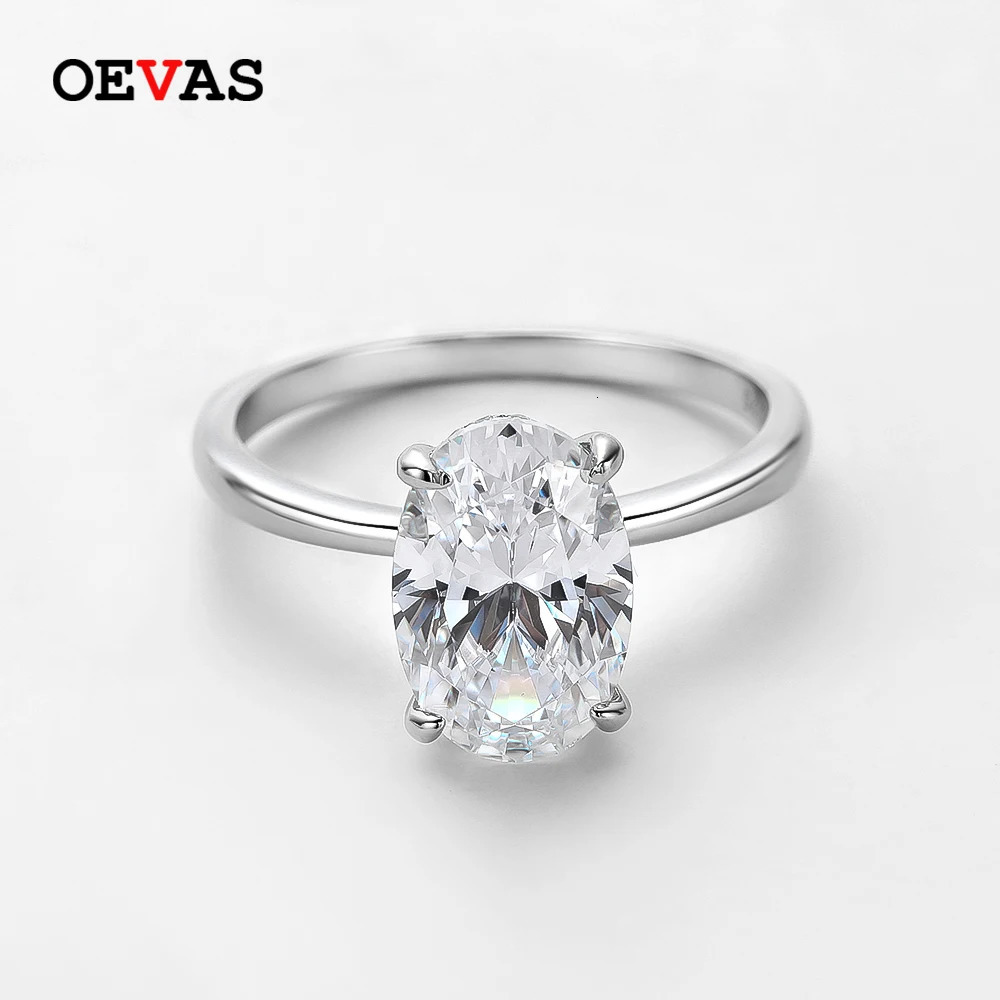 OEVAS 100% 925 Sterling Silver 8*12mm Oval High Carbon Diamond Rings For Women Sparkling Wedding Party Fine Jewelry Wholesale 240626