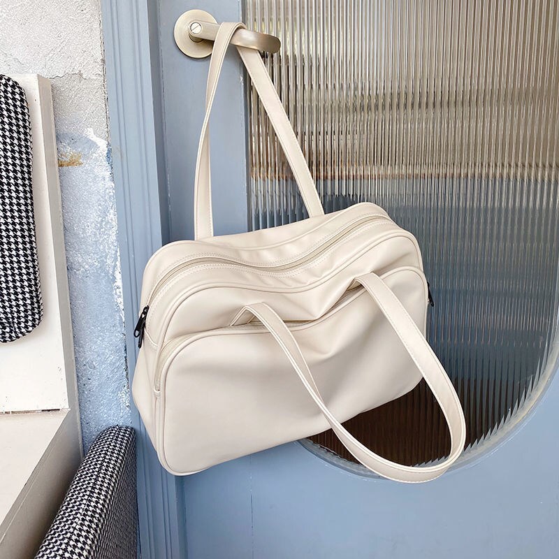 Sports Storage Bag Women Japanese Casual Shoulder Underarm Bag Trendy Large Capacity organizer Totes Female Design Texture Soft PU Travel Handbag Ba