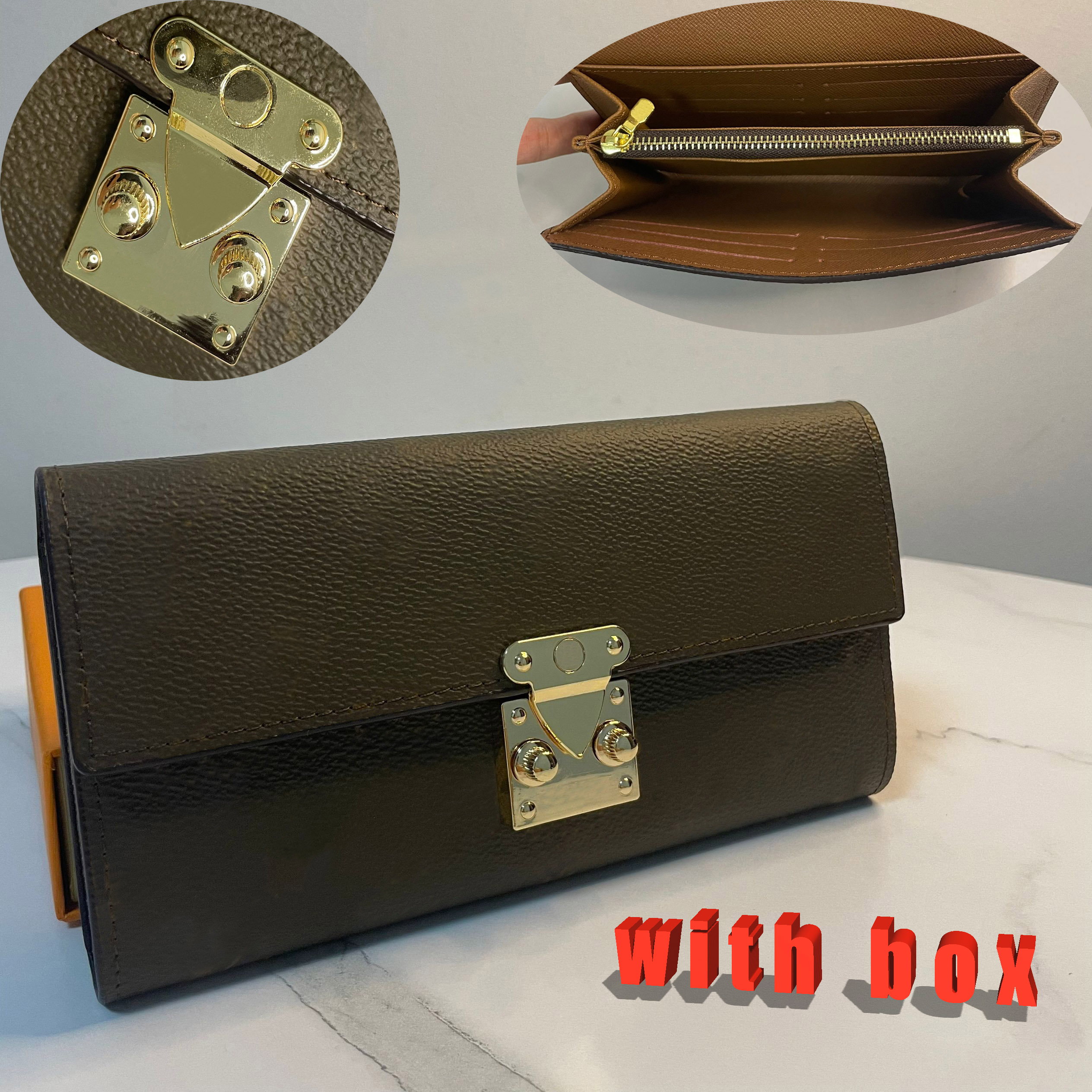 Wallet designer wallet card holder GOLD Lock card holders ladies purse handbag purses Womens Credit Card classic pocket designer purse luxury wal-image-996310525