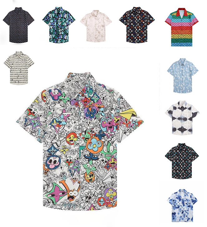 designer embroidered shirt mens casual button shirt summer shirt casual short sleeved mens shirt breathable-image-998030675