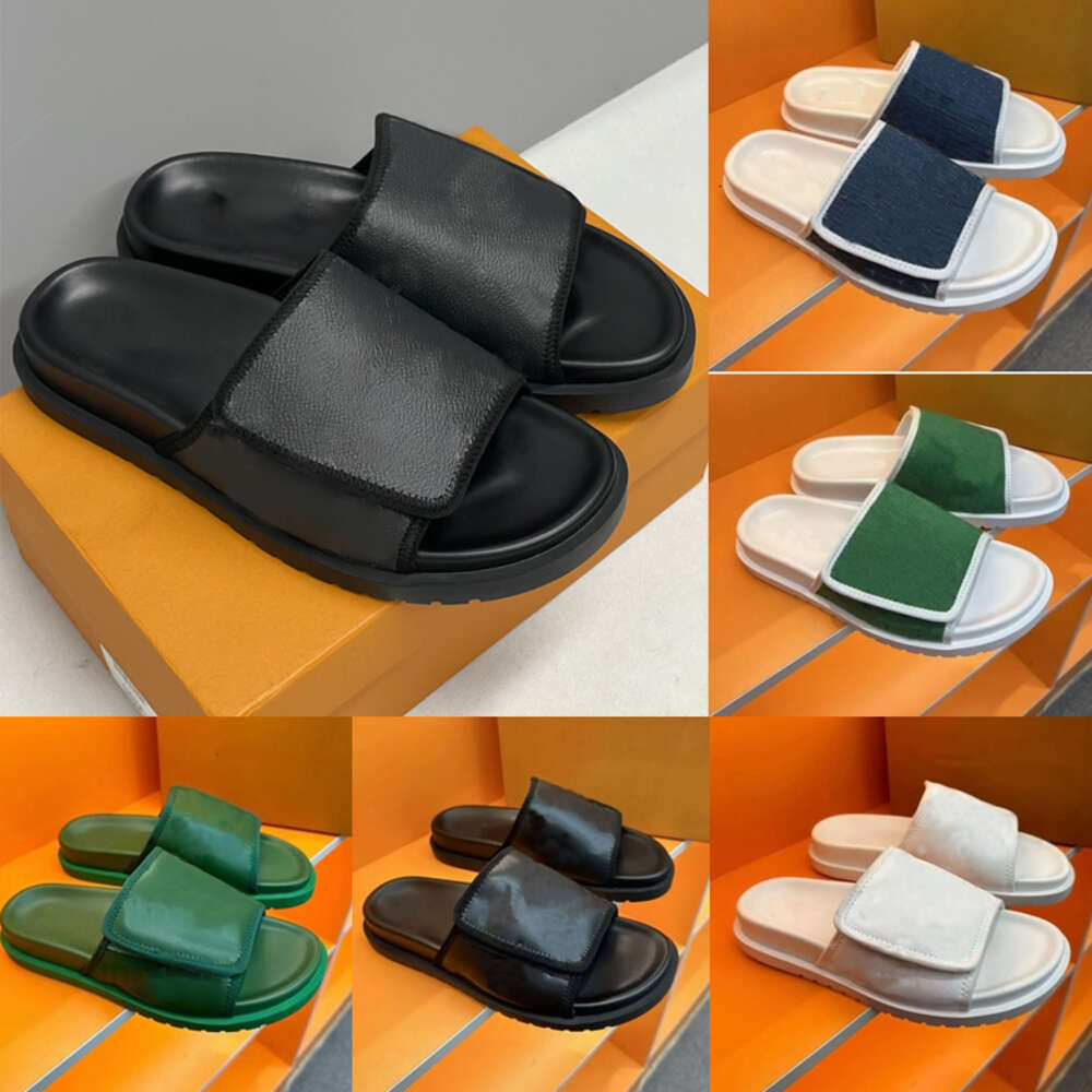 Men Slippers Summer Pillow Slides Designer Sandals Flat Mules Summer Printing Fashion Beach Sandles Shoes Size EU38-45 With Box 605-image-996353479