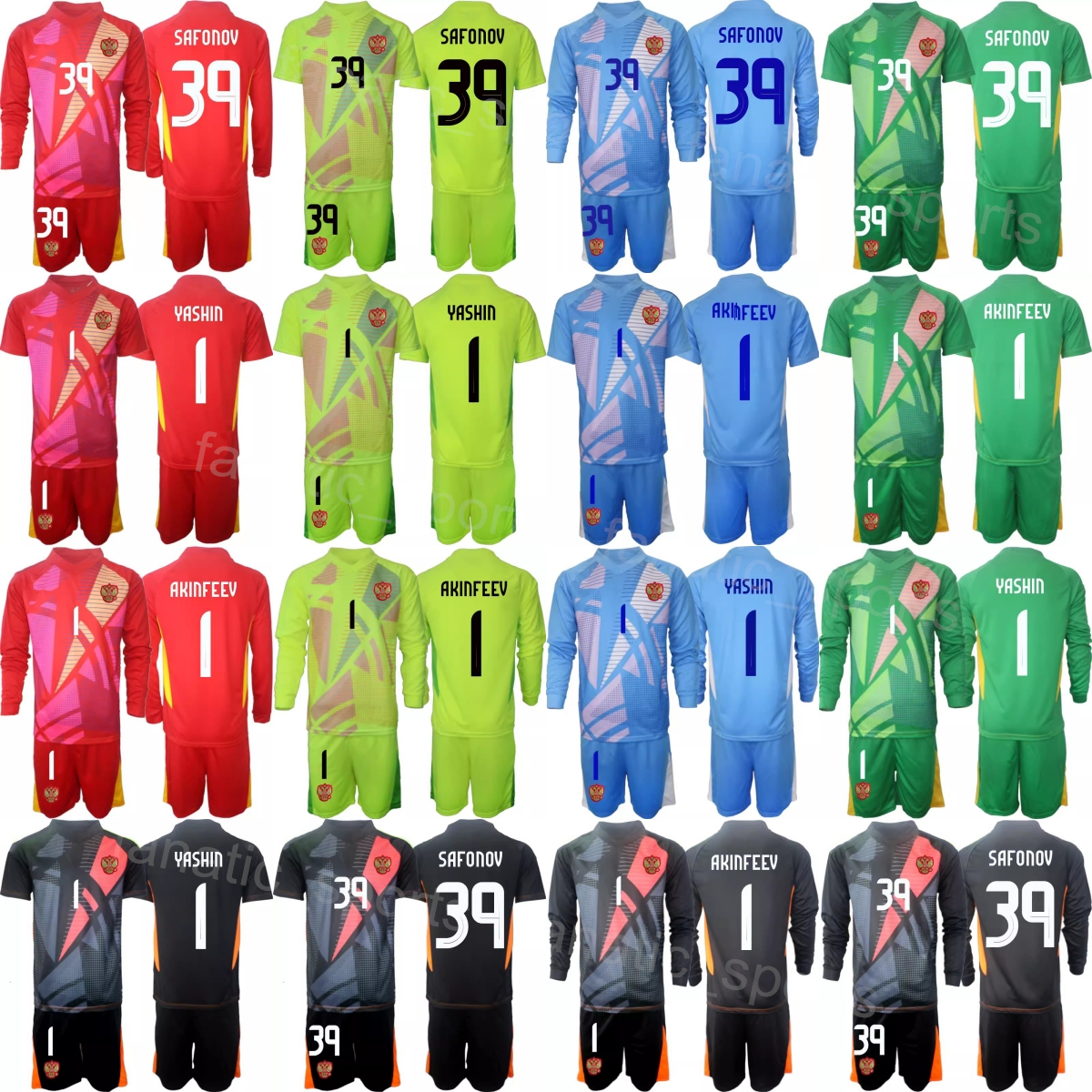 National Team Men Youth Goalkeeper GK Russia Soccer Jerseys Set Long Sleeve 1 Anton Shunin 16 Andrey Lunyov 12 Yury Dyupin Lev Yashin Matvei Safo-image-996433267