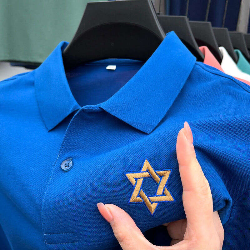 pure short sleeved POLO cotton embroidered lapel solid color Paul shirt business T-shirt, men's clothing shirt man versatile top-image-996391724