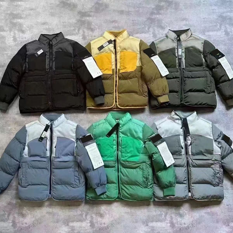 Jacket Designer jacket Sports Coat Mens and Womens High Street Stone Down jackets Couple Patchwork Standing Collar Cotton Coat Jackets-image-997093848